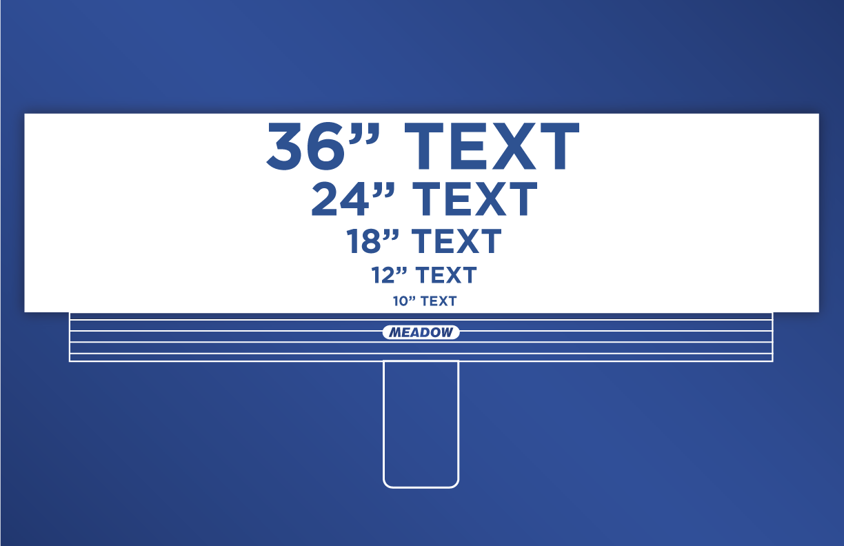 Blue and white graphic displaying how text can be seen on different billboard sizes