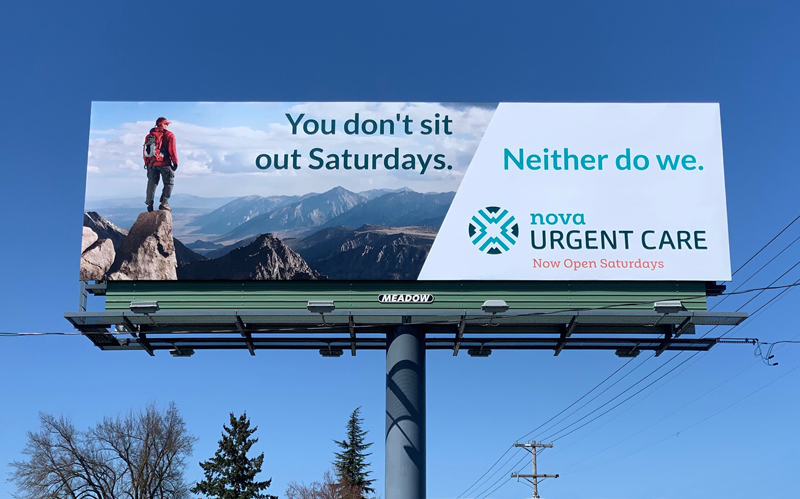 Nova Urgent Care Billboard with blue sky