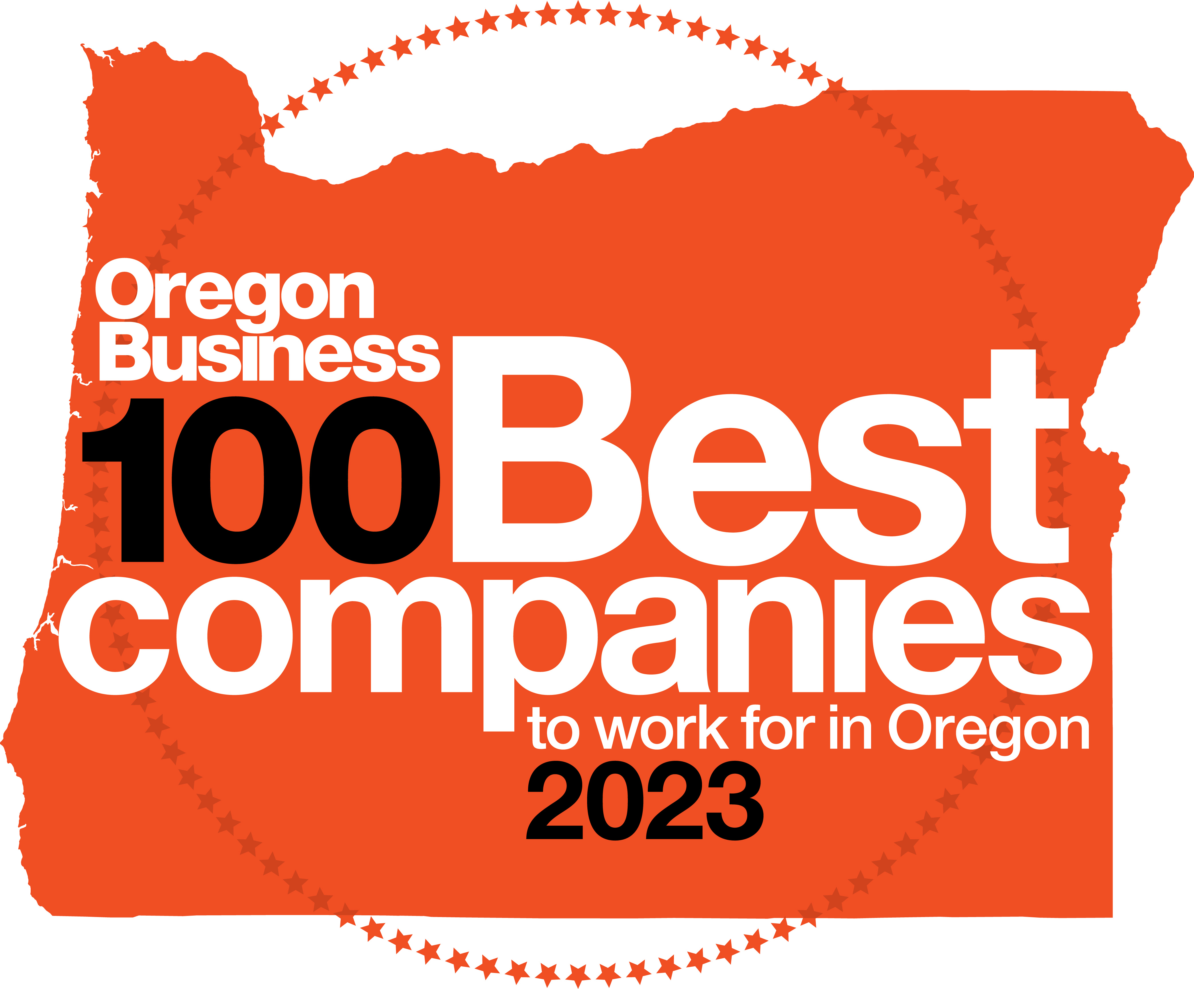 Orange logo of top 100 Best companies to work for in Oregon 2023