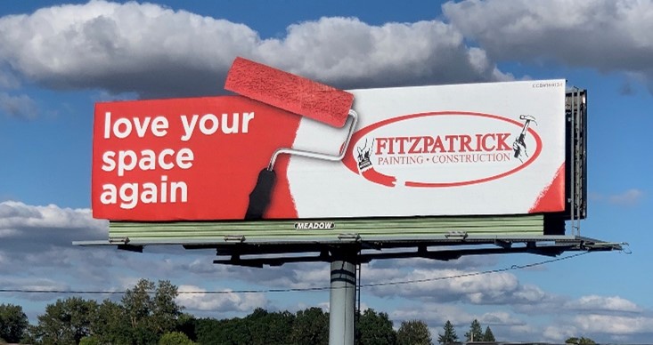 Red and White billboard with Paint roller for Fitzpatrick Painting