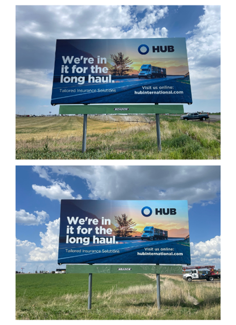 Two billboards in Idaho comparing green 