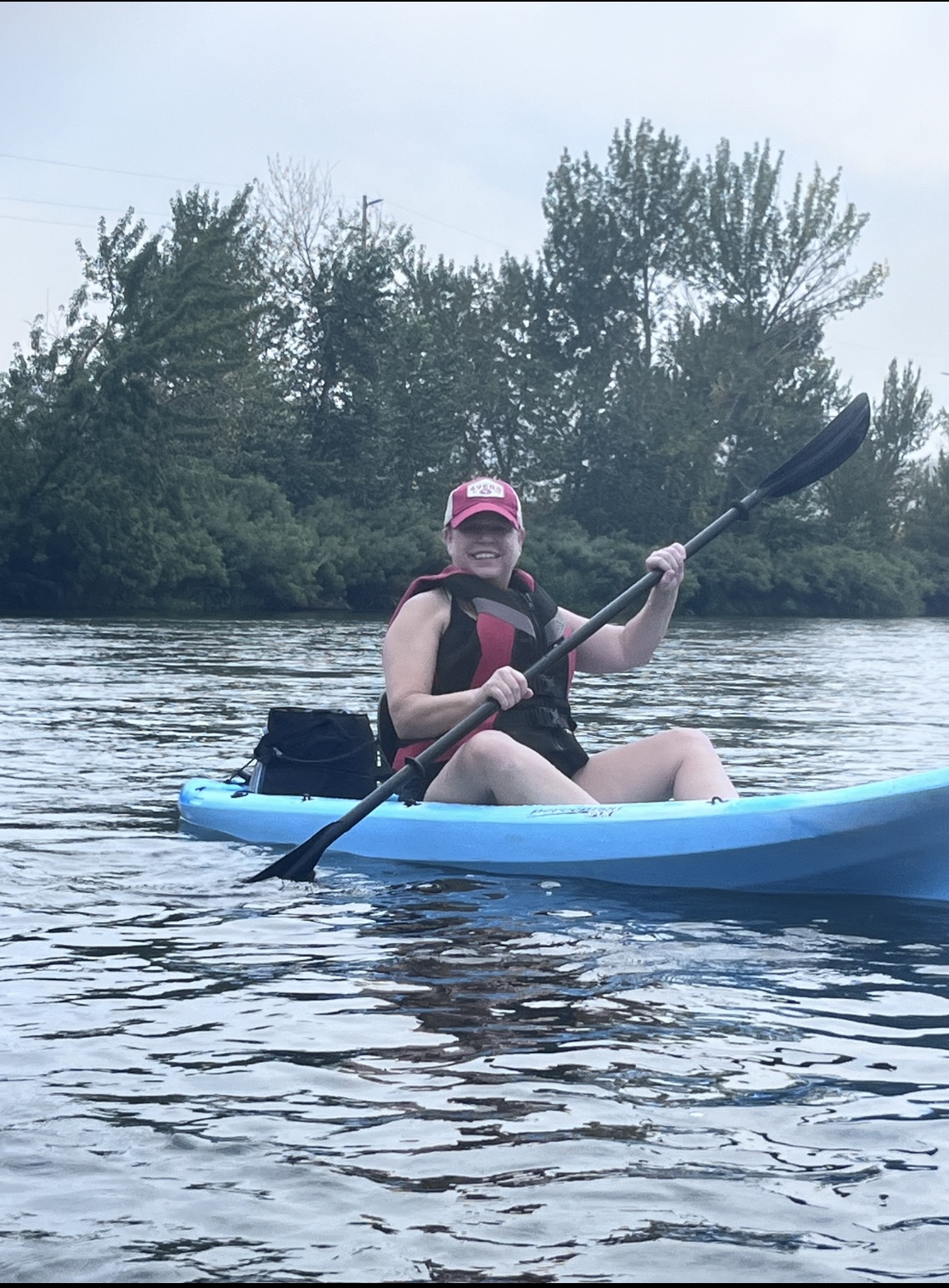 Meadow Outdoor Advertising Salesman Kat Suess kayaking