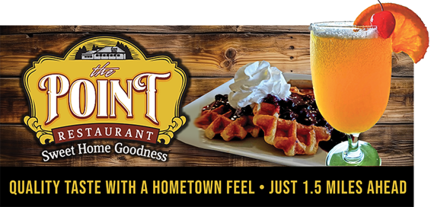 Billboard Artwork featuring mimosas and breakfast advertising for The Point Restaurant